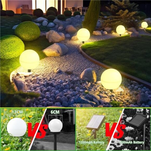 5 Pack Solar Globe Lights for Outside Color Changing Solar Garden Landscape - Picture 5 of 7